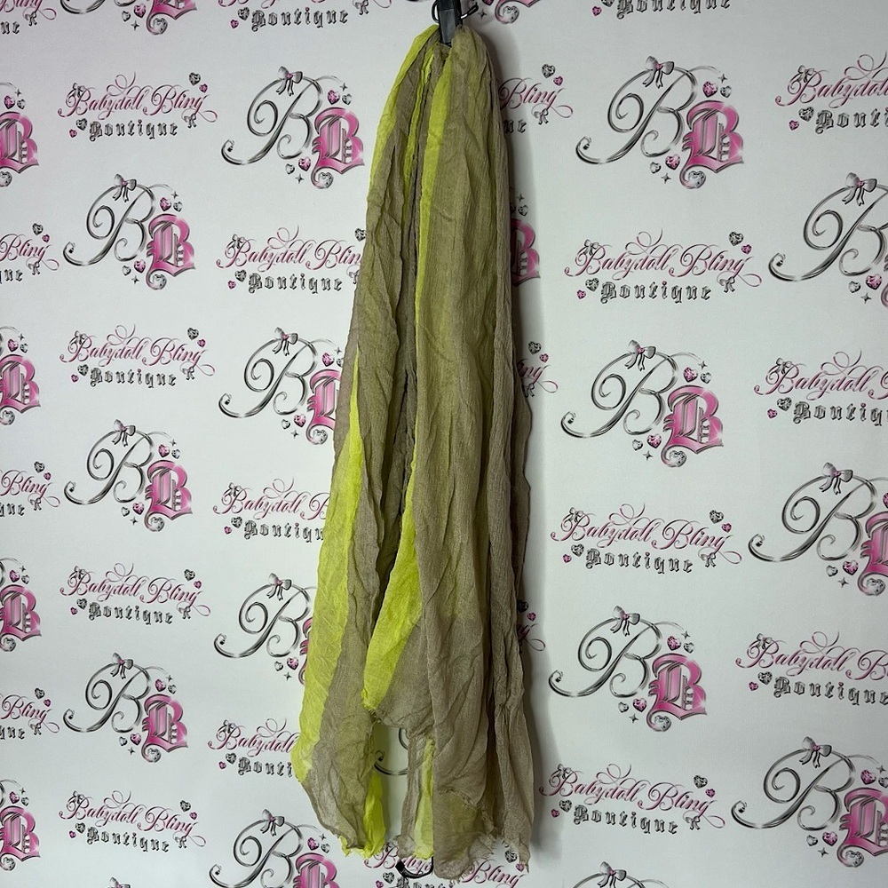 Luisa cerano scarf shawl silk Chic Two-Tone Scarve distressed lime green beige